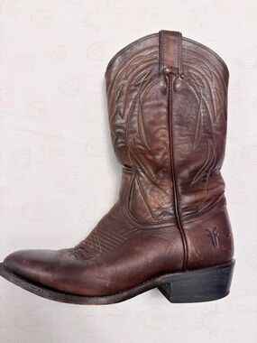 Frye Brown Leather Western Heeled Boot